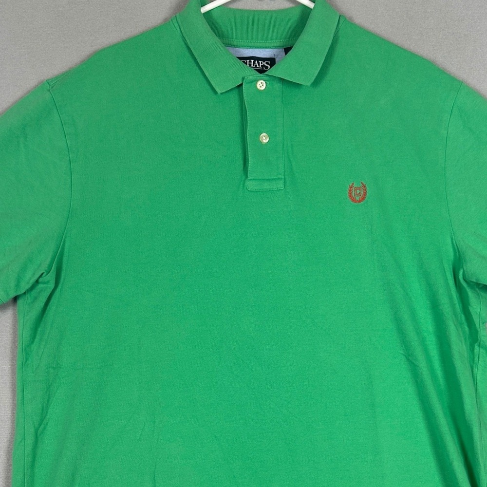 Chaps Polo Shirt Mens XL Green Golf Athletic Casual Rugby Short Sleeve Stretch